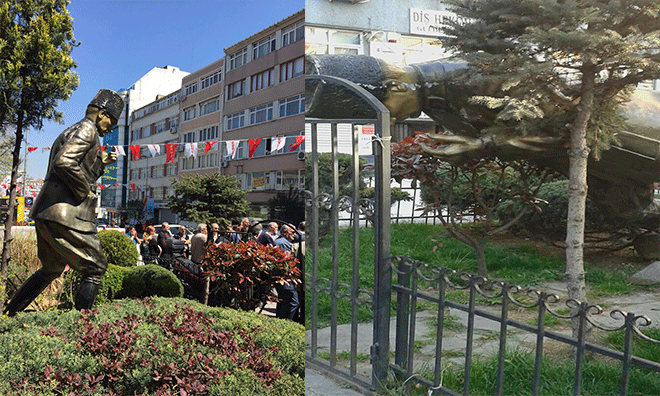 Atatürk Heykelini Yıktılar